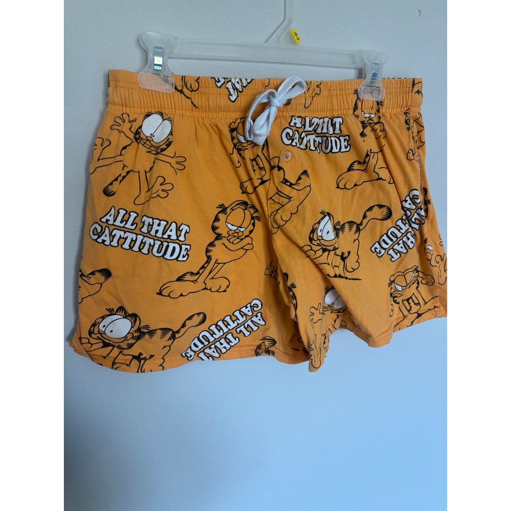 Garfield All That Cattitude Orange Sleep Shorts Medium Pajama Lounge Bottoms
